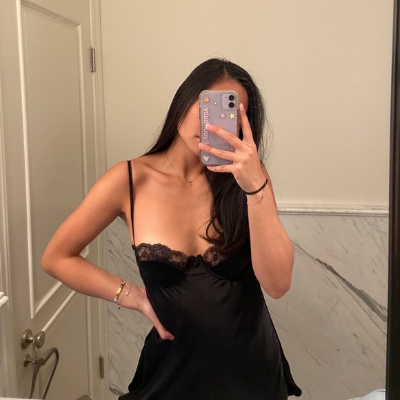 Mirror Palais Underwire Slip Dress in Black - Picture 2 of 4